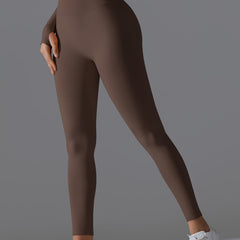 Seamless Solid High-Waist Peach Workout Leggings