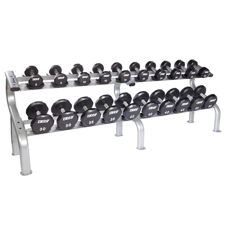 900lb 12-Sided Urethane 80-100lb Dumbbell Set by Troy Barbell