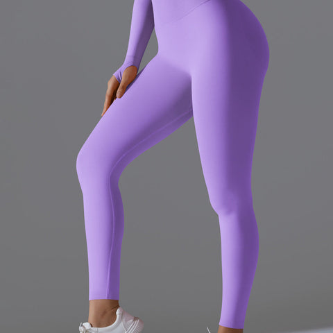 Seamless Solid High-Waist Peach Workout Leggings