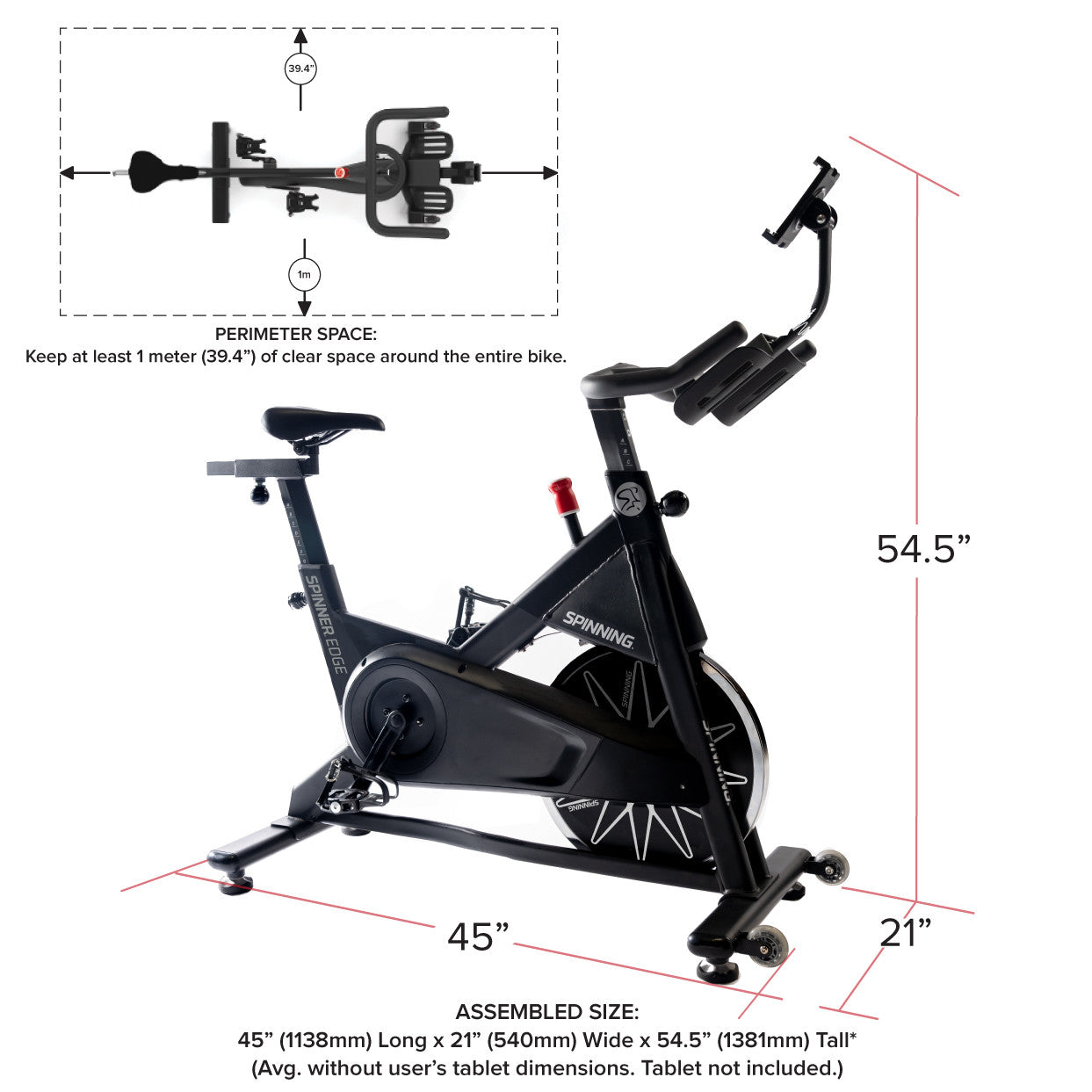 Spinning® Edge Connected Spinner® Bike – Original Indoor Cycling Experience for Home