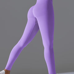 Seamless Solid High-Waist Peach Workout Leggings