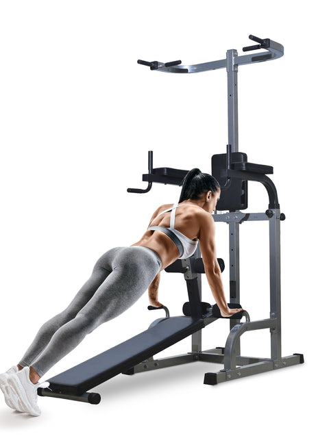 Soozier Power Tower with Dip Station Sit-up Bench Pull-up Bar Combo