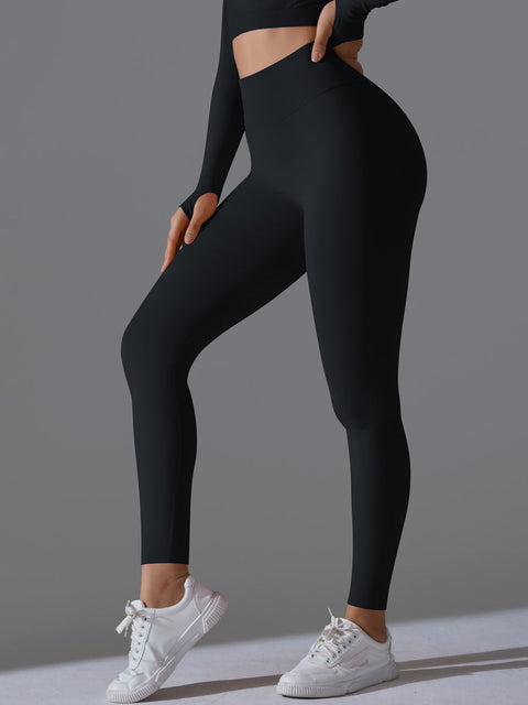Seamless Solid High-Waist Peach Workout Leggings