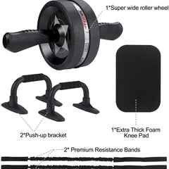 6-in-1 Multi Functional Ab Wheel Roller Kit with Resistance Bands & Push-Up Bars