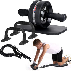 6-in-1 Multi Functional Ab Wheel Roller Kit with Resistance Bands & Push-Up Bars