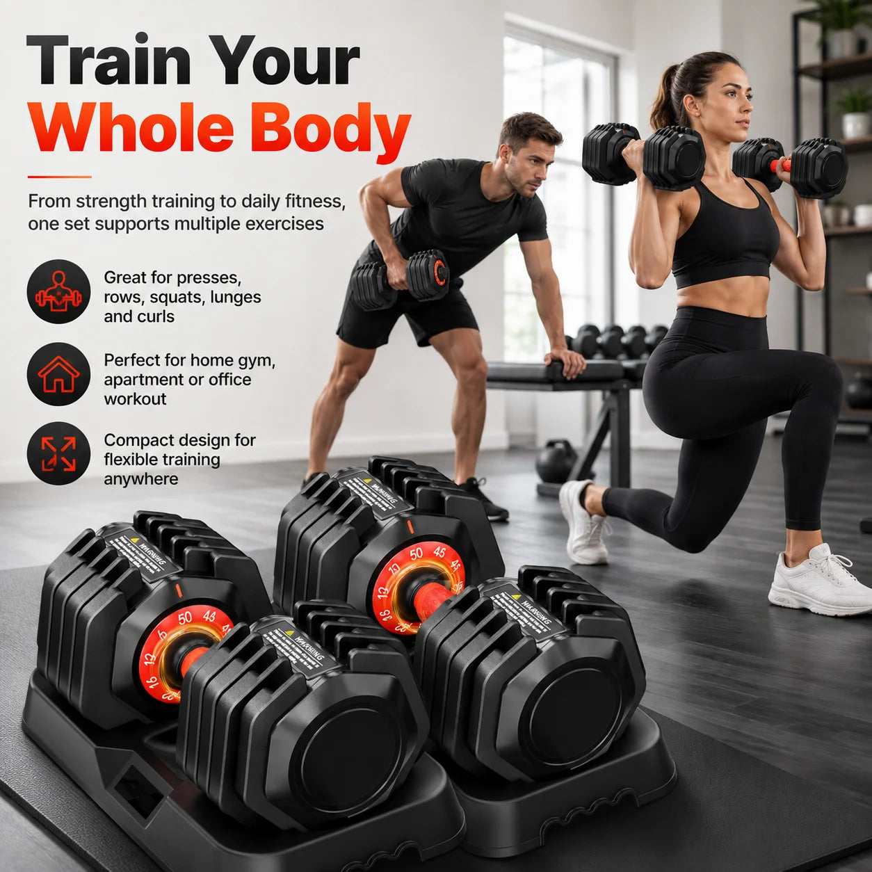 50 LB Adjustable Dumbbell Set – Multi-Weight Home Gym Pair | Cipher Athletics