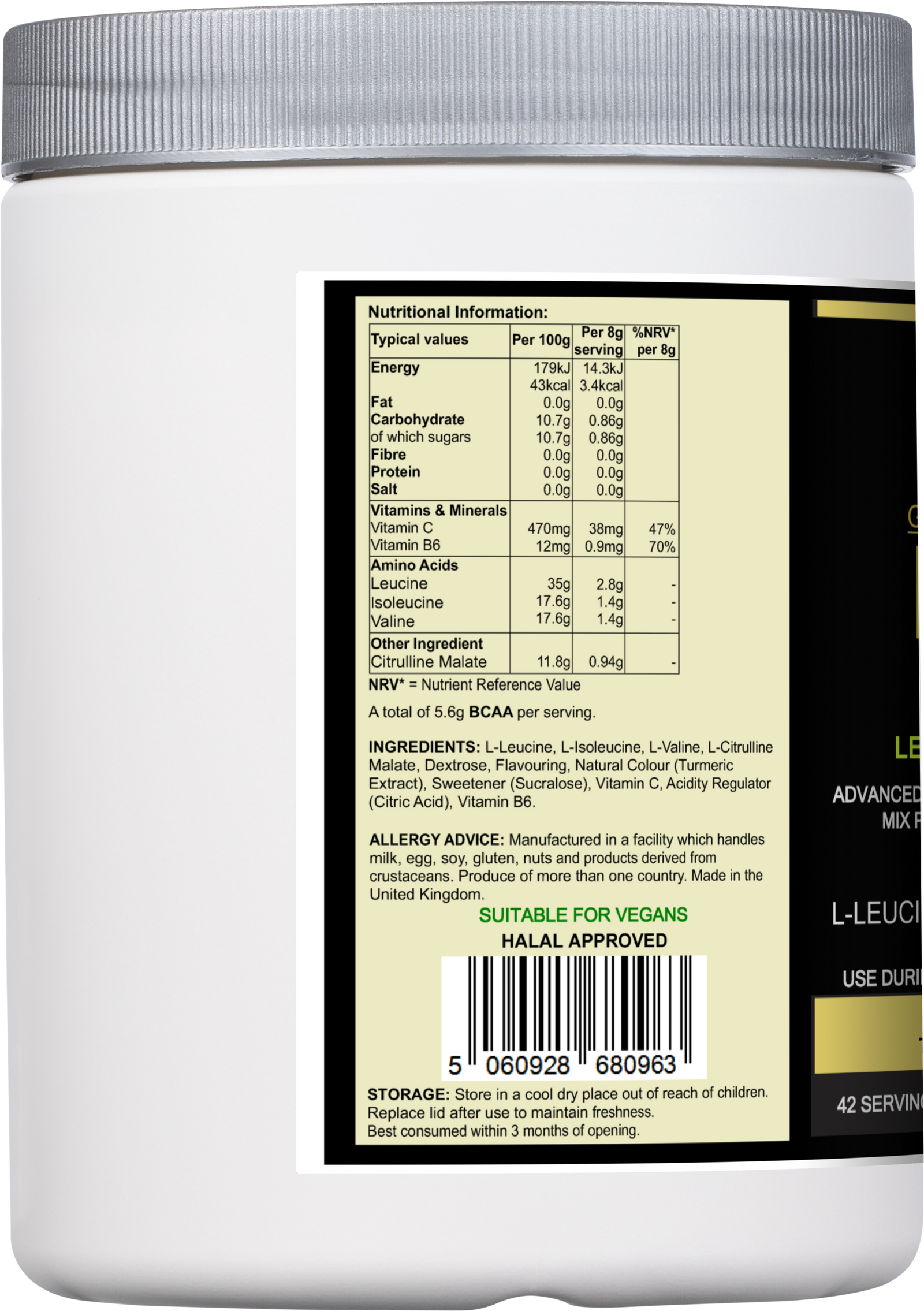 Gold Amino Super Power BCAA 2:1:1 – Lemon Lime Recovery & Performance Drink Mix