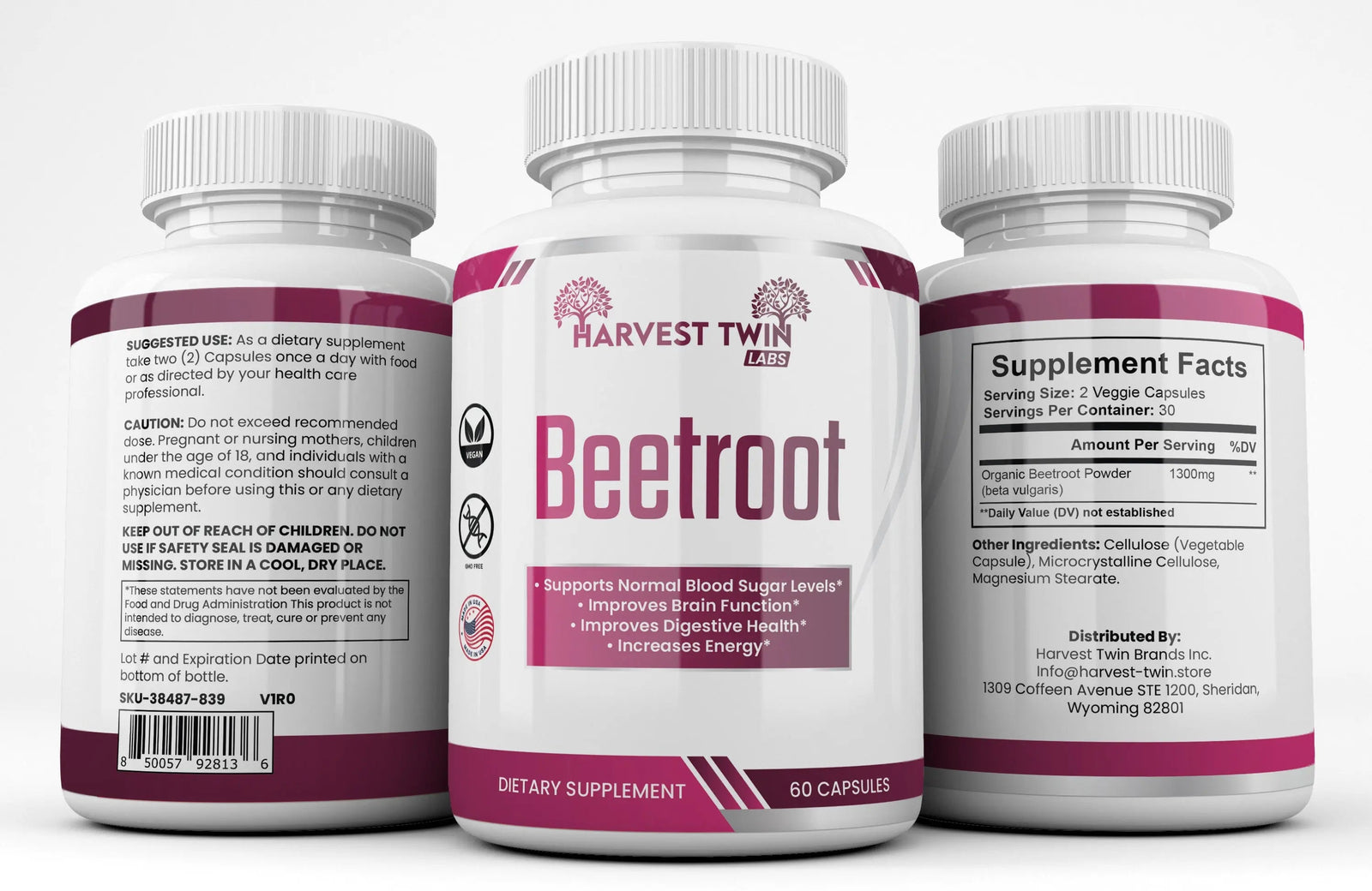 Harvest Twin Labs Beetroot Supplement for Energy, Focus & Daily Wellness