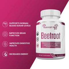 Harvest Twin Labs Beetroot Supplement for Energy, Focus & Daily Wellness