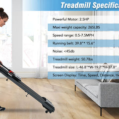 NEW Folding Treadmills Walking Pad Treadmill for Home Office -2.5HP Walking Treadmill With Incline Bluetooth Speaker