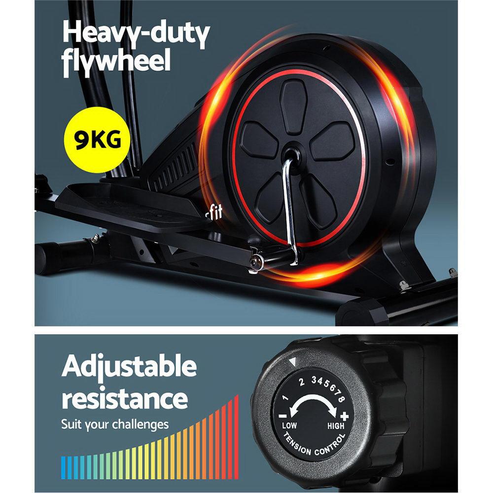 EverFlex Elliptical Exercise Bike Cross Trainer featuring a heavy-duty 9kg flywheel and adjustable resistance settings.
