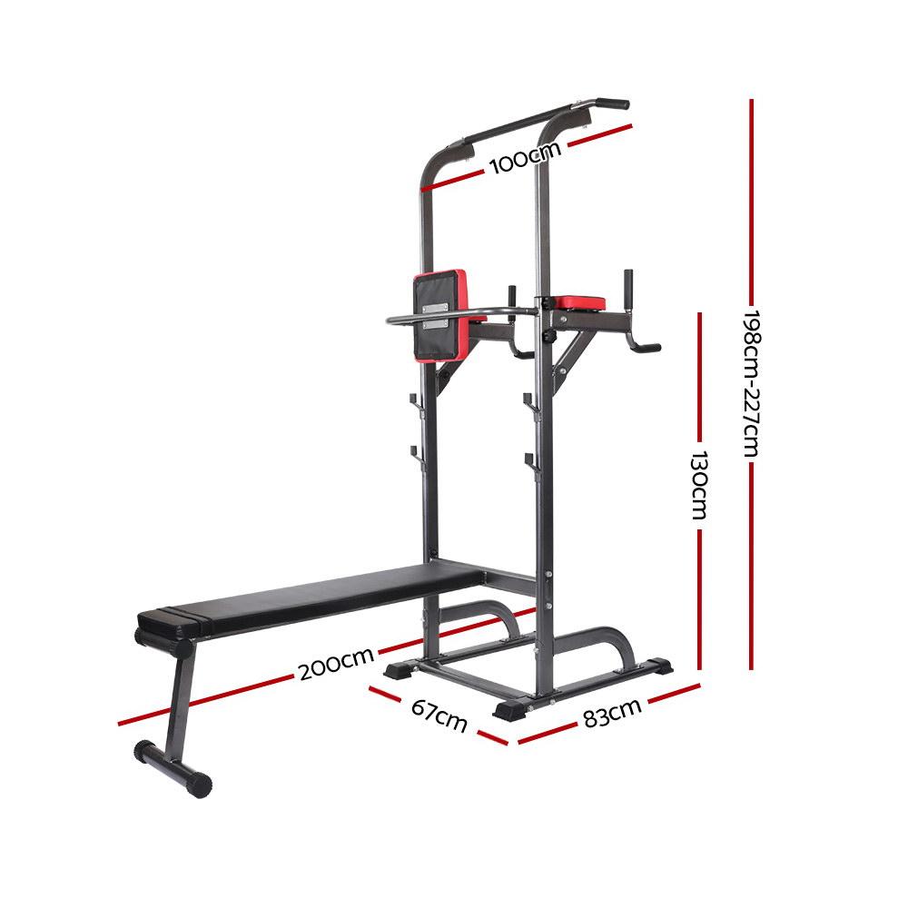 9-in-1 Chin Up & Flat Bench Station – Multi-Function Power Tower for Full-Body Training