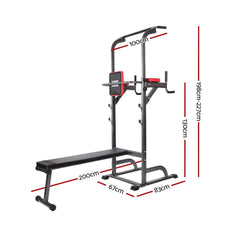 9-in-1 Chin Up & Flat Bench Station – Multi-Function Power Tower for Full-Body Training