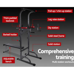9-in-1 Chin Up & Flat Bench Station – Multi-Function Power Tower for Full-Body Training