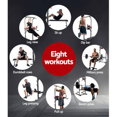 9-in-1 Chin Up & Flat Bench Station – Multi-Function Power Tower for Full-Body Training