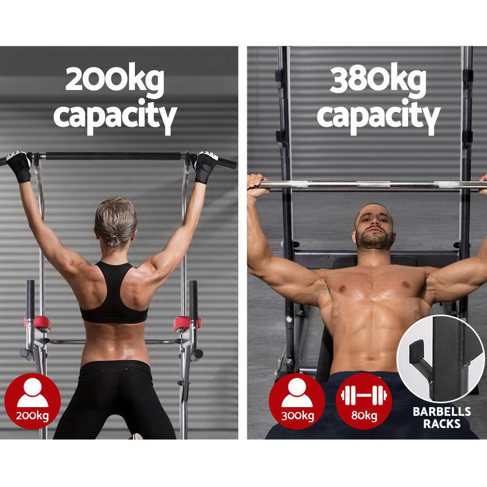 9-in-1 Chin Up & Flat Bench Station – Multi-Function Power Tower for Full-Body Training