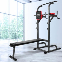 9-in-1 Chin Up & Flat Bench Station – Multi-Function Power Tower for Full-Body Training