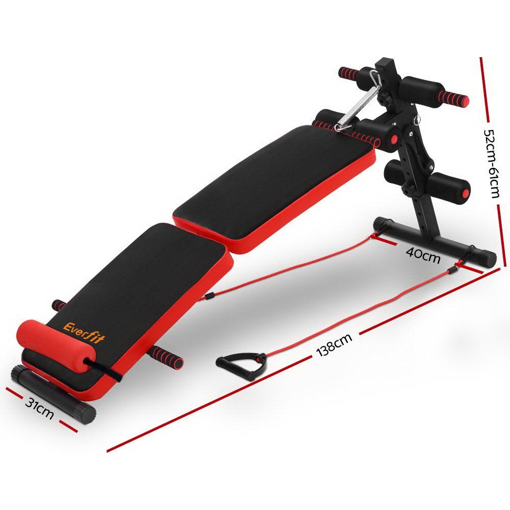 Foldable Multi-Function Sit-Up Bench with Resistance Bands