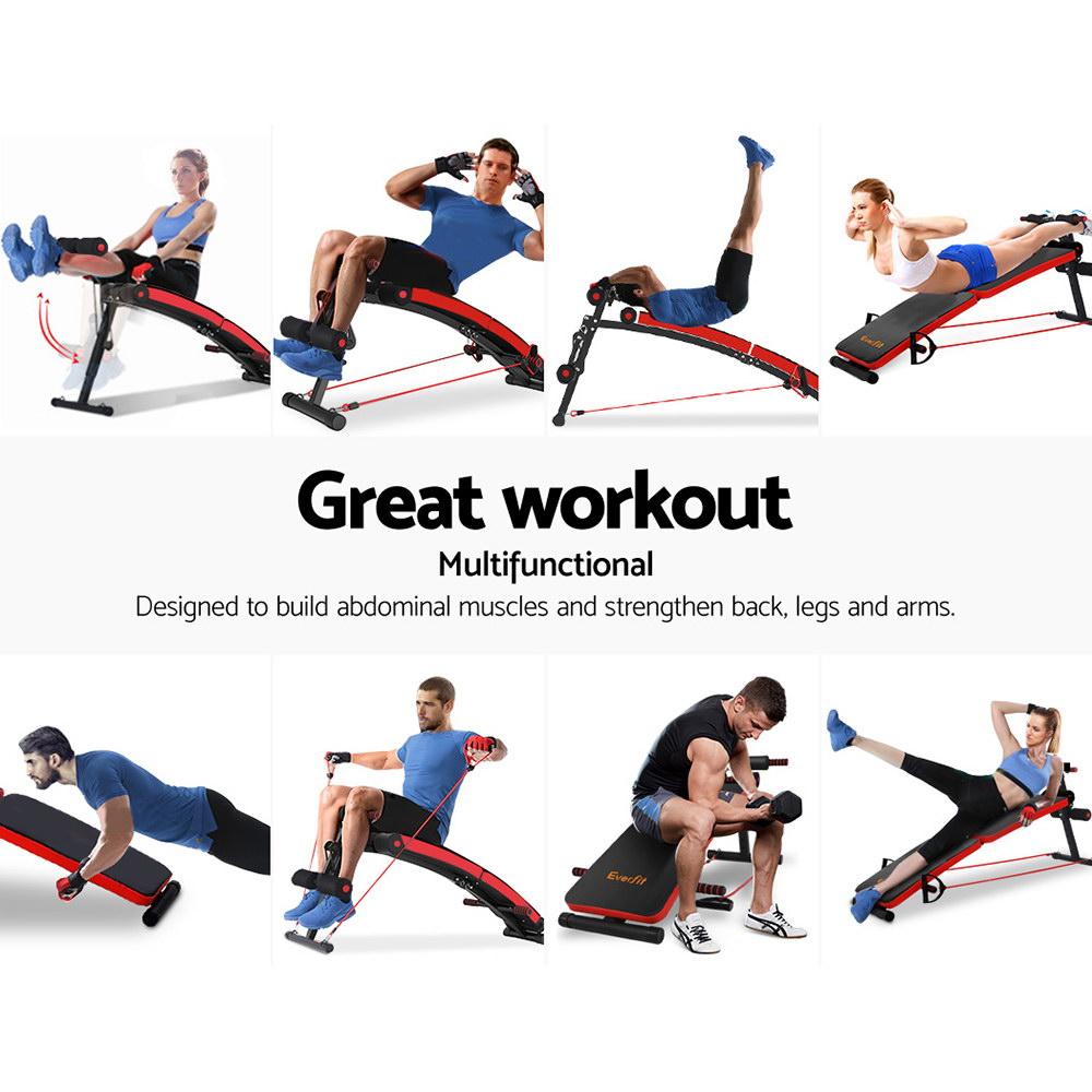 Foldable Multi-Function Sit-Up Bench with Resistance Bands