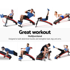 Foldable Multi-Function Sit-Up Bench with Resistance Bands