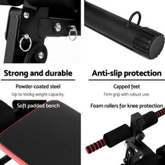Foldable Multi-Function Sit-Up Bench with Resistance Bands