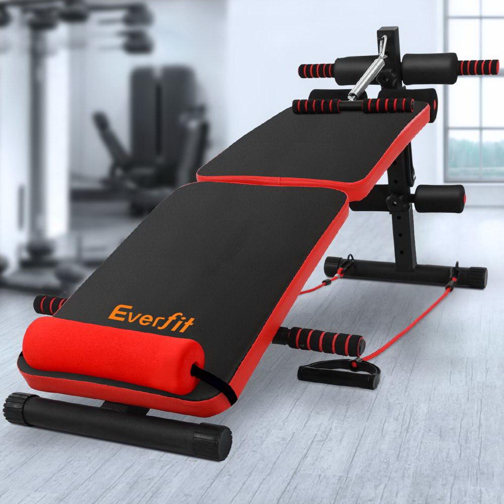 Foldable Multi-Function Sit-Up Bench with Resistance Bands