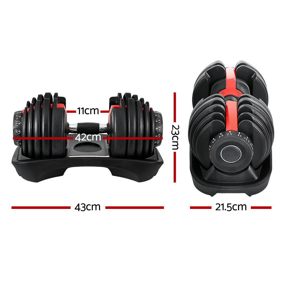 Adjustable Dumbbell Set 2.5–24KG – 15-in-1 Weight Training Dumbbell with Stand