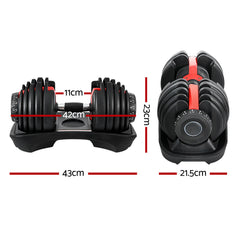 Adjustable Dumbbell Set 2.5–24KG – 15-in-1 Weight Training Dumbbell with Stand