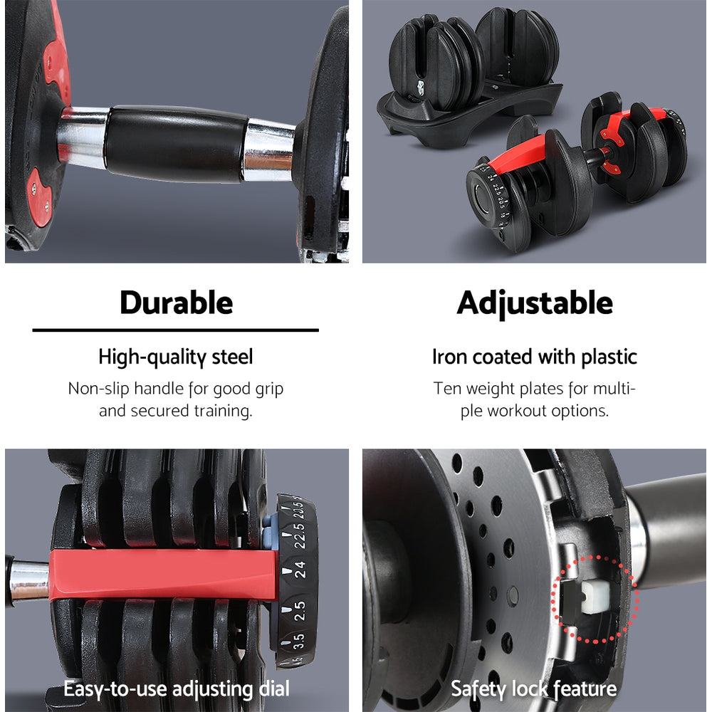 Adjustable Dumbbell Set 2.5–24KG – 15-in-1 Weight Training Dumbbell with Stand