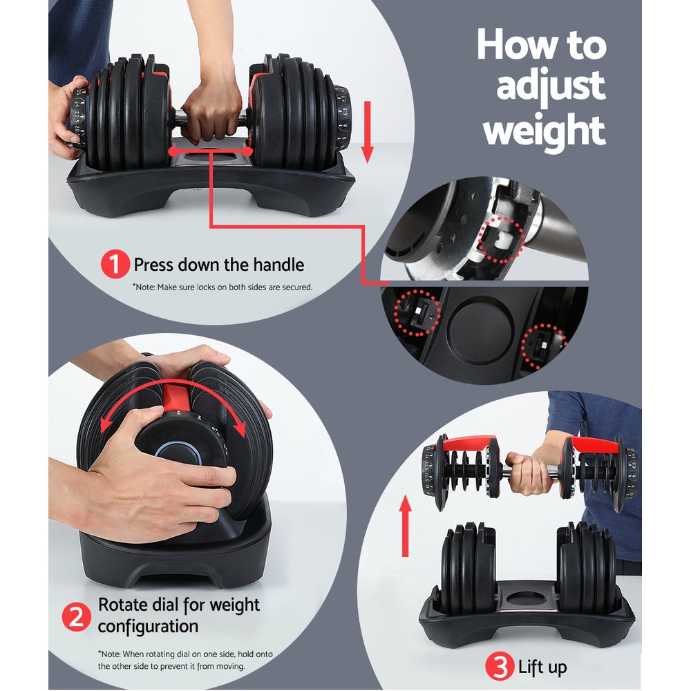 Adjustable Dumbbell Set 2.5–24KG – 15-in-1 Weight Training Dumbbell with Stand
