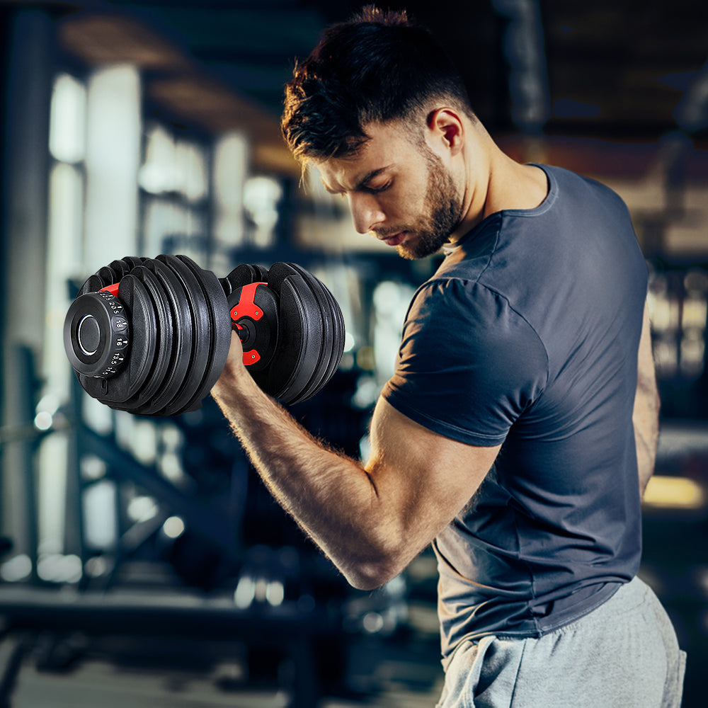 Adjustable Dumbbell Set 2.5–24KG – 15-in-1 Weight Training Dumbbell with Stand