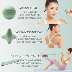 Yoga & Fitness Recovery Combo Set | Massage Ball, Resistance Band, Yoga Block, Foam Roller & Mat