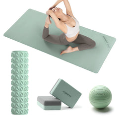 Yoga & Fitness Recovery Combo Set | Massage Ball, Resistance Band, Yoga Block, Foam Roller & Mat