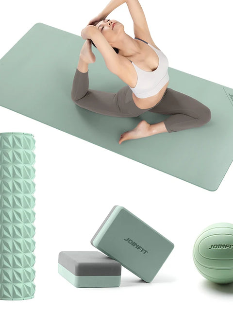Yoga & Fitness Recovery Combo Set | Massage Ball, Resistance Band, Yoga Block, Foam Roller & Mat