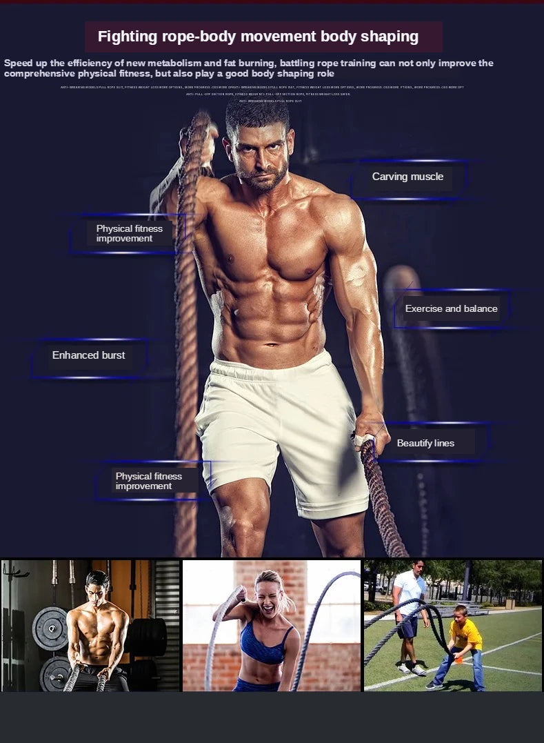 9M Fitness Heavy Undulation Battle Rope Home Workout Strength Training