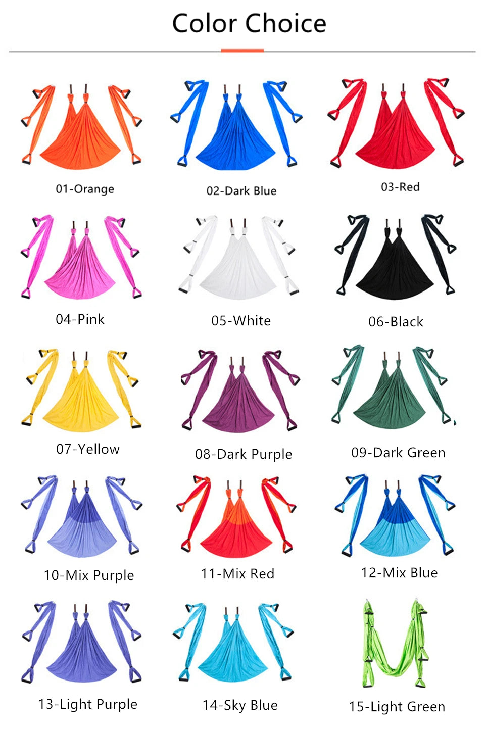 Aerial Yoga Hammock Set – 440 lb Capacity, 6 Handles, Anti-Gravity Yoga Swing with Carry Bag, 15 Colors