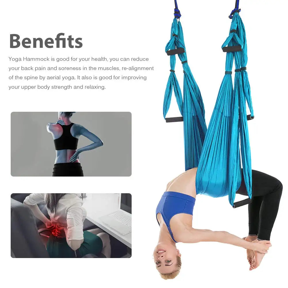 Aerial Yoga Hammock Set – 440 lb Capacity, 6 Handles, Anti-Gravity Yoga Swing with Carry Bag, 15 Colors