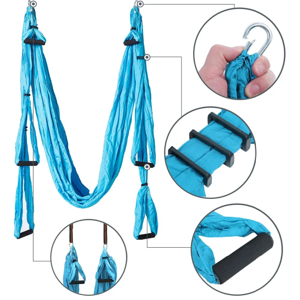 Aerial Yoga Hammock Set – 440 lb Capacity, 6 Handles, Anti-Gravity Yoga Swing with Carry Bag, 15 Colors