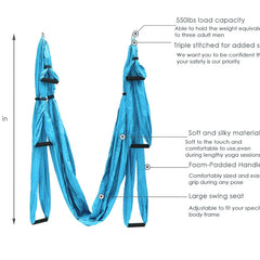 Aerial Yoga Hammock Set – 440 lb Capacity, 6 Handles, Anti-Gravity Yoga Swing with Carry Bag, 15 Colors