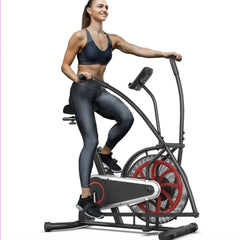 Upright Stationary Bike with Air Resistance – Home Gym Cardio Exercise Bike with LCD & Phone Holder