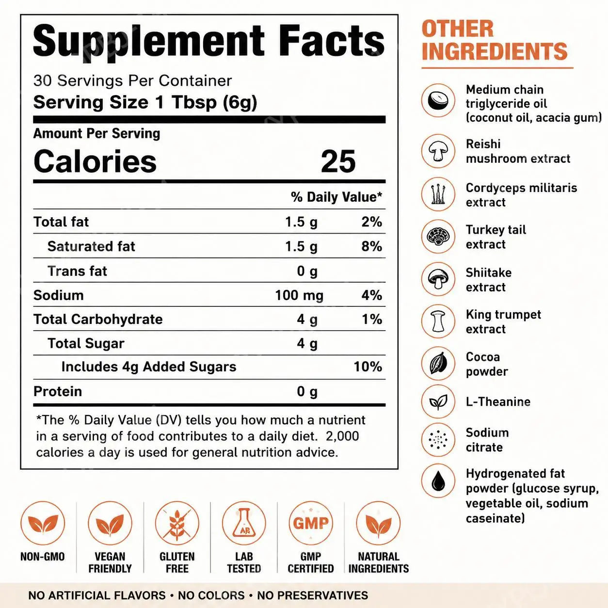 Mushroom Coffee Powder with L-Theanine – Daily Energy, Focus & Metabolism Support (180g)