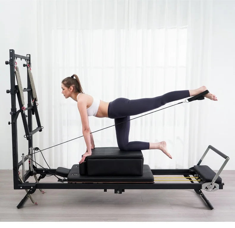 Foldable Pilates Reformer Bed – Aluminum Alloy & Stainless Steel, 440 lb Capacity, CE/SGS Certified, Home & Studio