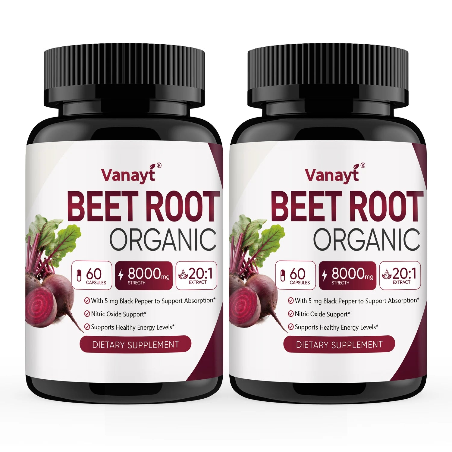 Organic Beetroot Capsules with Black Pepper – Nitric Oxide, Blood Circulation & Blood Pressure Support