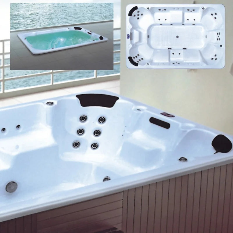 Outdoor Hot Tub Swim Spa – Acrylic Massage Pool with Jets, LED Lights & Ozone System