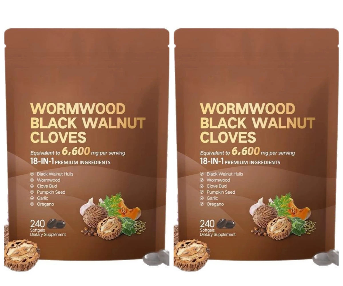 Wormwood Black Walnut & Clove Capsules – 6600mg, 18-in-1 Herbal Detox & Gut Cleanse, 240 Softgels