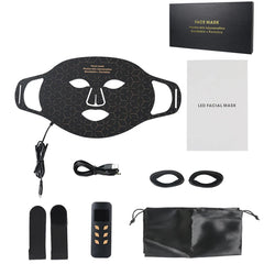 Led Red Light Therapy Facial Mask with Neck 4 Colors Silicone Infrared Red Light Therapy Face Mask for Skin Care Face Anti-aging