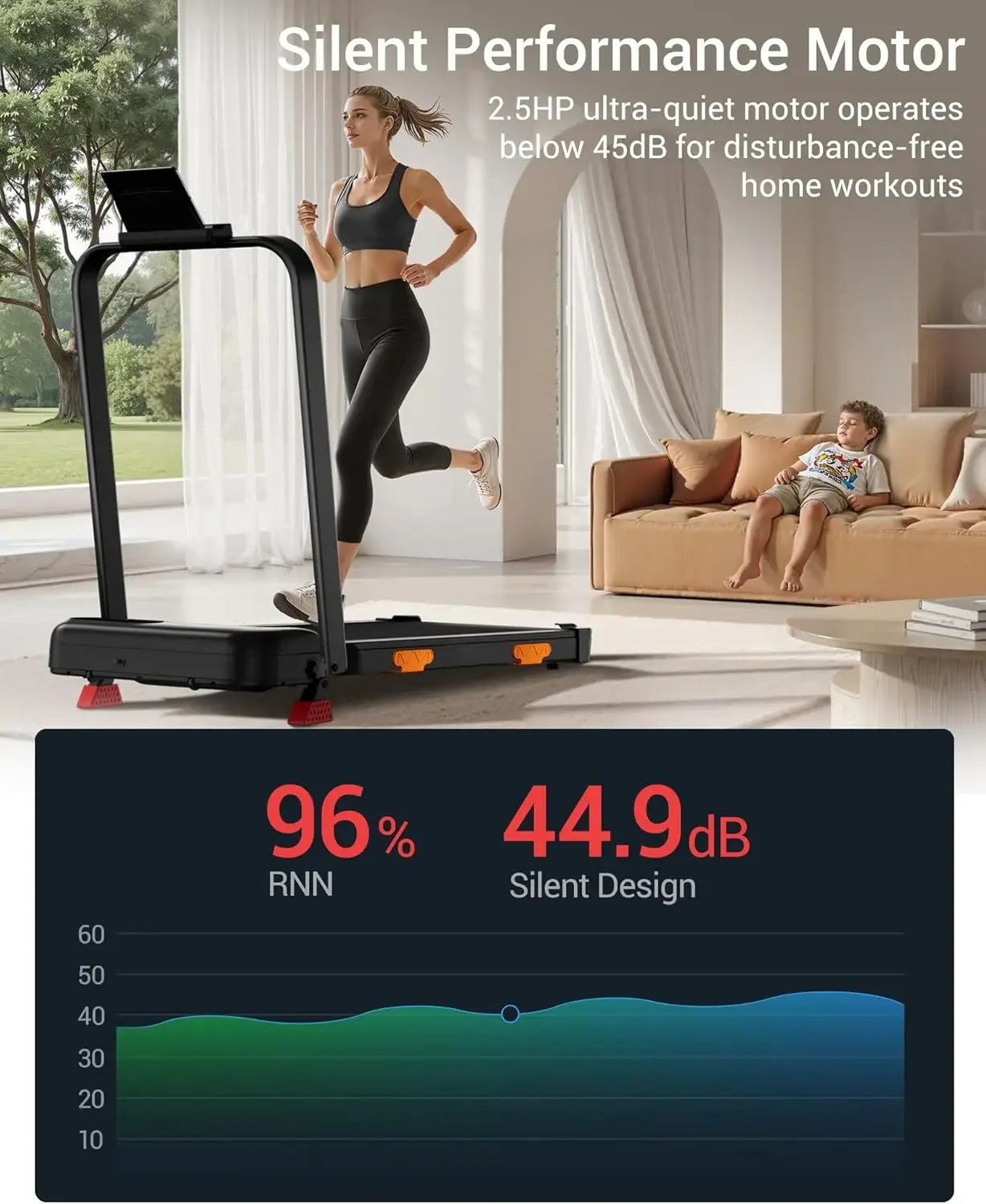 Foldable Walking Pad Treadmill with 15% Incline & 2.5HP Motor | 300 LBS Capacity