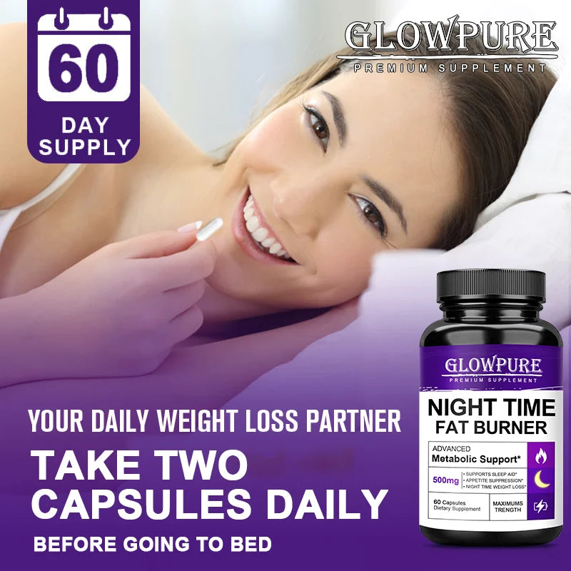 Natural Night Time Fat Burner – Weight Loss Pills for Metabolism, Appetite Suppression & Detox