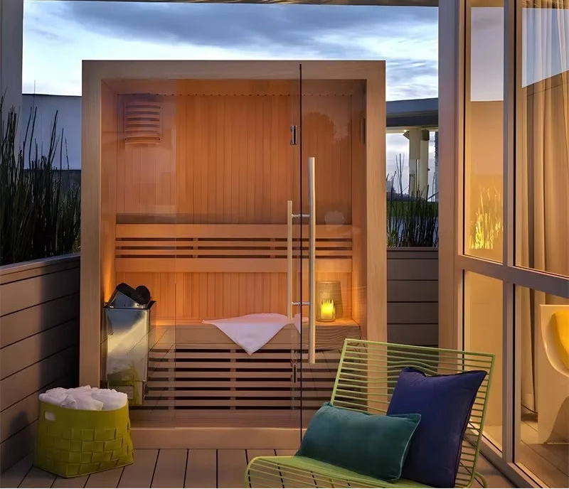 Traditional Indoor Steam Sauna Room | 2 Person | Solid Wood | Home & Villa