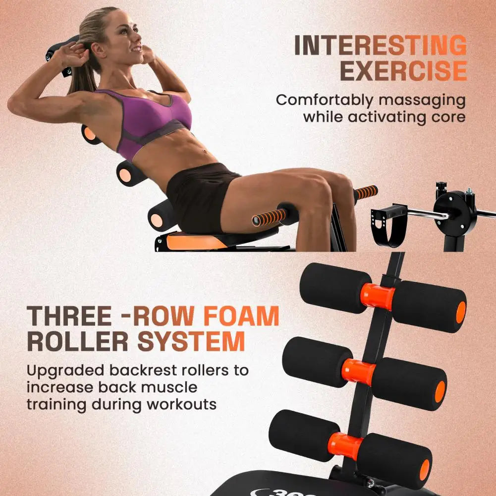 Adjustable AB Workout Bench – Multi-Function Home Gym Ab Crunch Machine with Resistance Bands & Leg Developer